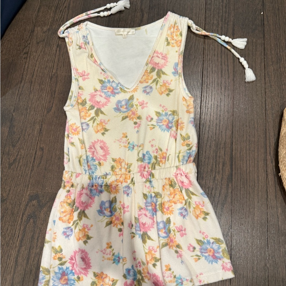 LoveShackFancy Cream Floral Kids Romper